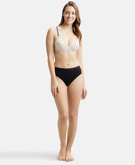 Jockey UL50 Women’s Underwired Padded Cotton T-Shirt Bra – Medium Coverage with Detachable Straps